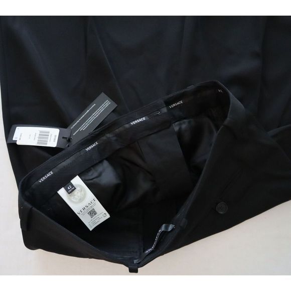 Versace Sz 42 US 6 Black Hi-Waisted Wool Wide Leg Pants Current Collection - Picture 8 of 12